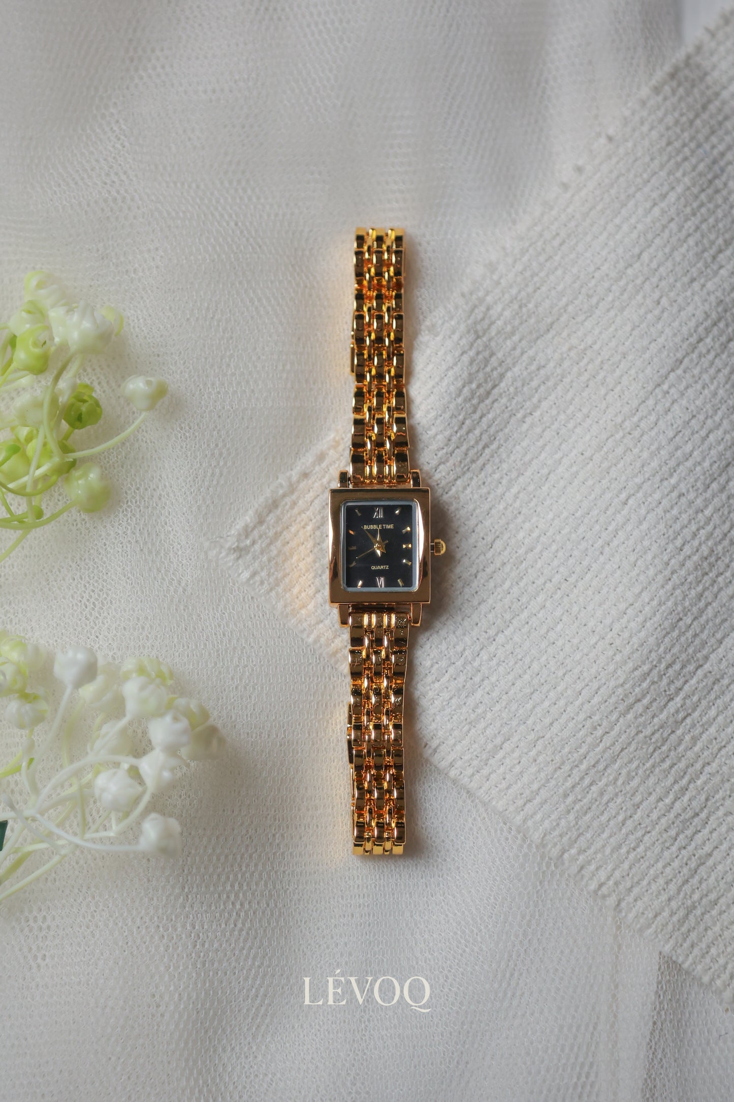 Bubble Square Gold Black